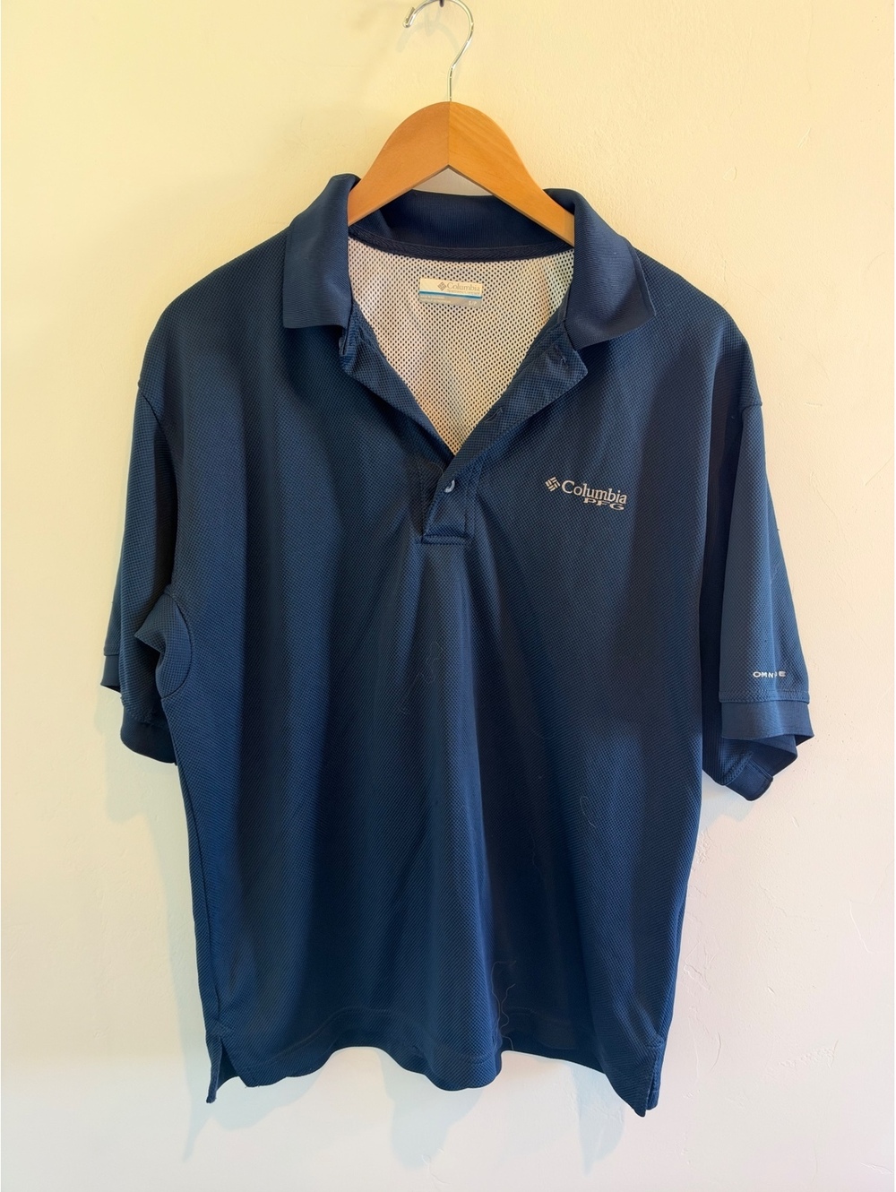 Columbia PFG Men’s Omni-Shade Performance Polo Navy Blue Size Small